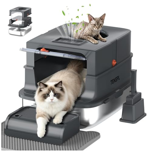 Arenero para Gatos Acero Inoxidable con Tapa XL miniatura 1