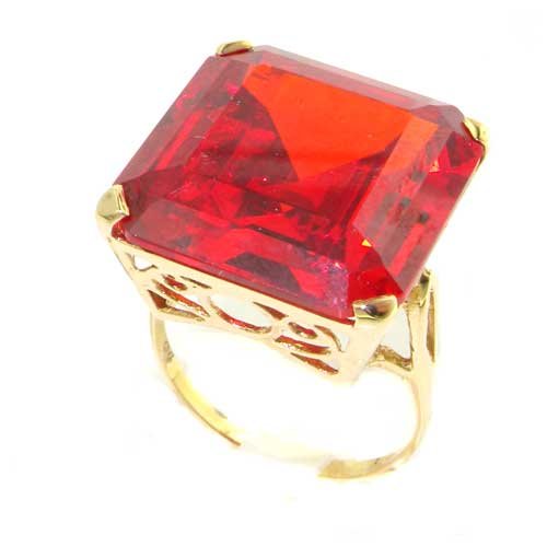 LetsBuyGold Anillo de Mujer de Oro amarillo 9K (375) con Padparadscha 41.25 quilates - Talla - Otros Tallas disponibles