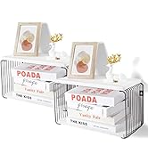 Adowes Nightstands for Wall Set of 2 Floating Nightstands Geometric Wood Bedside Shelves 2 Tier F...