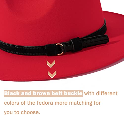 Image of Lisianthus Men & Women Vintage Wide Brim Fedora Hat | Classic Belt Buckle Decor, Adjustable Drawstring, Inner Breathable Sweatband, Timeless Style, Ideal for Travel & Daily
