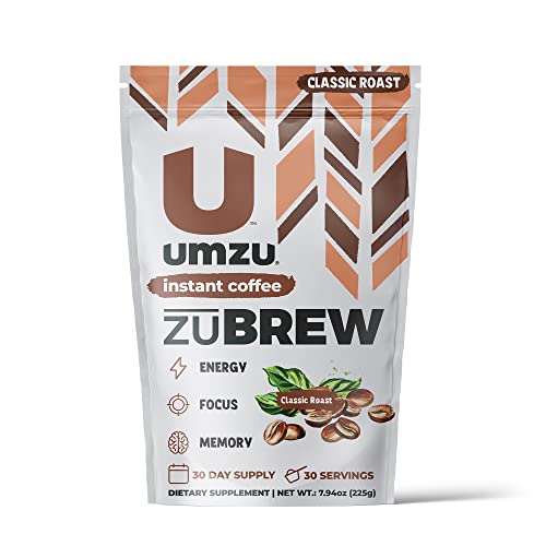 Umzu Zubrew - Instant Coffee With Lion's Mane Mushrooms & Dynamine (Classic Roast), Instant Coffee Made With Mct Oil (1 Scoop Per Serving, 30 Servings) #TOP8
