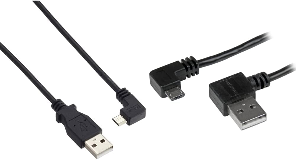 StarTech.com Right Angle Micro USB Cable โ 1 ft / 0.5m โ 90 degree,White & 1m 3 ft Micro-USB Cable with Right-Angled Connectors - M/M - USB A to Micro B Cable - 3ft Right Angle Micro USB Cable, Black