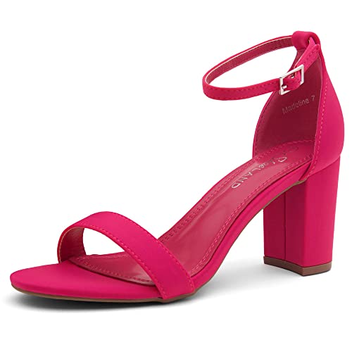 Image of Shoe Land Low Chunky Heels for Women Open Toe Ankle Strap Block Heel Sandals 3 Inch Dressy Heels for Wedding Party Date Night