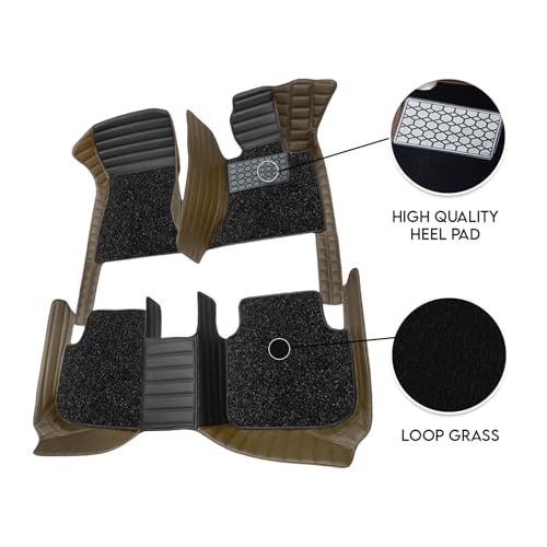 Image of Antiskid Combination 9D Car Mat Full Set for Tesla Model Y 2025 | Luxury Leather Dual-Stitch Full Set 9D Car Floor Mat || 100% Waterproof & Washable||Color: Black SP-Coffee