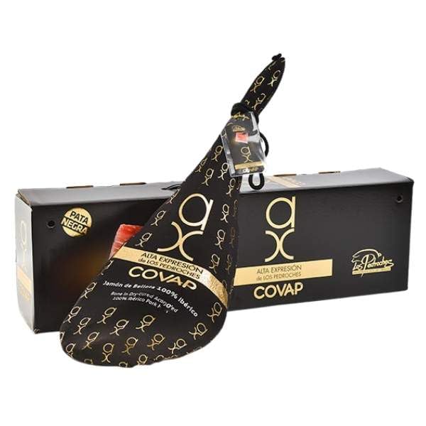Jamon 100% ibérico bellota COVAP Alta Expresion Oro DOP Valle de los Pedroches. 8 a 8,5 kilogramos + Salchichón ibérico 350 g Exqium de regalo