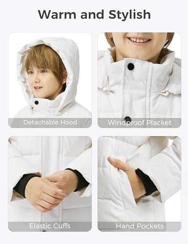 Image of wantdo Boys' Winter Coat Thick Puffer Jacket Snow Wear With Removable Hood