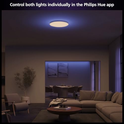 Image of Philips Hue Datura Smart Ceiling Panel (Small Round 2.49in x 15.12in) White & Color Light, Bluetooth Compatible, Voice Control with Alexa, Apple Home & Google Assistant