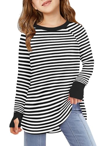Image of Haloumoning Girls Striped Long Sleeve Shirts 5-14 Years