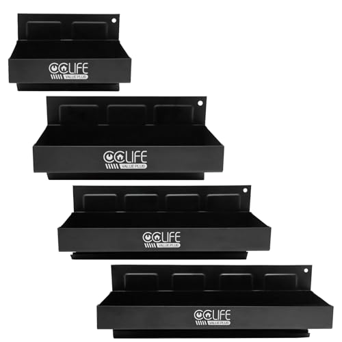CCLIFE 4tlg Magnet Ablagen Schwarzes 150-210-270-310mm Magnetschale Werkzeug Halterung für Werkstatt Werkzeugwagen