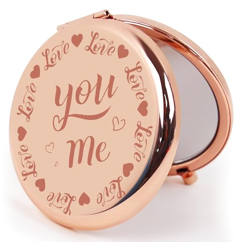 PDOZV Compact Mirror Round 2.6” Metal Double Sided 1X/2X Engraved Pocket Mirror Gifts for Women Mom Wife Sister Daughter Niece Granddaughter (RGCn02)