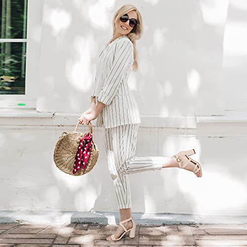 Idifu Women's In3 Gita Block Heel Open Toe Strappy Sandals Dress Shoes For Wedding Evening Prom (Nude Nubuck, 7 M Us) #TOP3