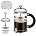 Produktbild OZAVO Kaffeebereiter Glas, French Press Kaffee-Presse mit Edelstahlfilter und Edelstahl-Rahmen, Kaffeezubereiter Presskanne für Kaffee oder Tee, 800 ML
