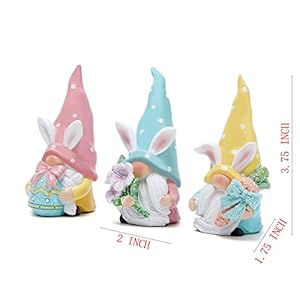 Hodao 3 PCS Easter Gnomes Decor Resin Bunny Handmade Spring GnomesElf Gifts for KidsWomenMen Home Party Decorations