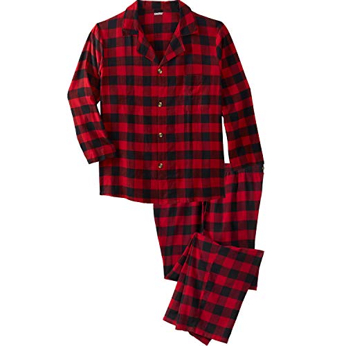 KingSize Men's Big & Tall Plaid Flannel Pajama Set - Tall - XL, Red Buffalo Check Multicolored Pajamas