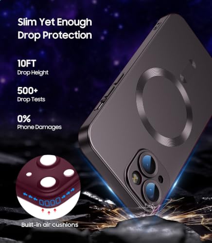 Image of DIZORO Magnetic Case for iPhone 14 Cover [Compatible with MagSafe][Built-in Camera Lens Protector] Slim Soft Silicone Bumper Shockproof Metallic Luster Back Cover Phone Cases (Coffee)
