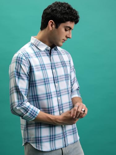 Image of Highlander Men's Slim Fit Check Shirt | Full Sleeves | Spread Collar | Casual Shirts for Men