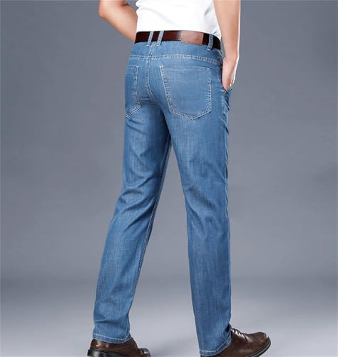 Men's Classic Straight Fit Stretch Jeans Solid Slim Fit Button Fly Business Work Office Denim Pants2