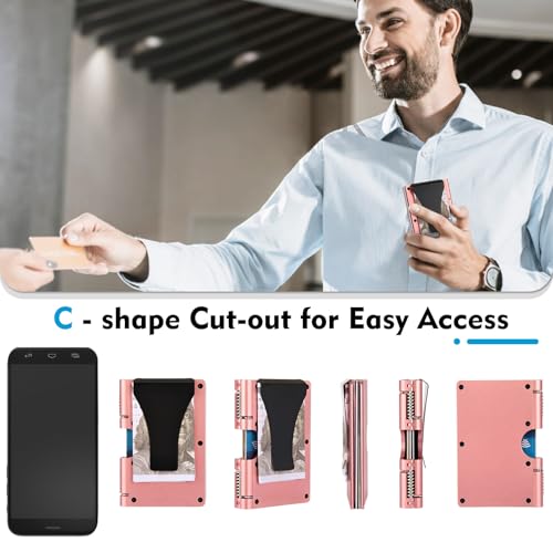 Wallet For Men - Reinvented Design Men's Wallet - Slim, Minimalistic & Seamless, Blocks RFID Scanners with a Money Clip (Aluminum Pink)2