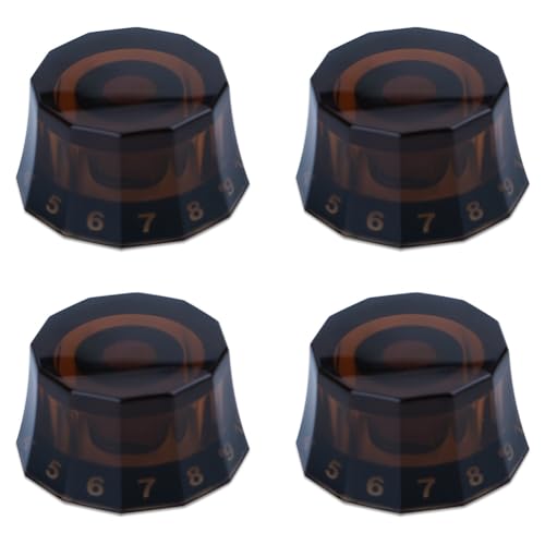 4 Pcs Electric Guitar Knobs Lampshade Style Electric Guitar Top Hat Knobs Turning Guitar Knobs for Guitar Accessories(Dark Brown