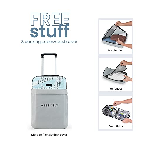 Image of Assembly Polycarbnate Cabin Trolley Bag (55 cms) & Medium Check in Suitcase for Travel - Hard-Sided Printed Luggage Set of 2 (65 cms) with TSA Lock- Scripted