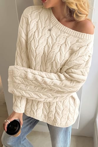 Cicy Bell Womens Oversized Cable Knit Sweaters Long Sleeve Crewneck Chunky Loose Fit Pullover Tops2