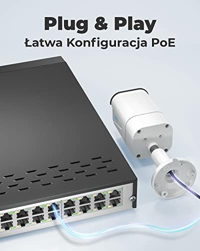 Reolink System kamer monitoringu 4K PoE CCTV Ultra HD, inteligentne wykrywanie osób/pojazdów, 8X kamery IP 8MP PoE, NVR 16 kanałów 4TB HDD do ciągłego nagrywania, noktowizja, RLK16-800B8-A
