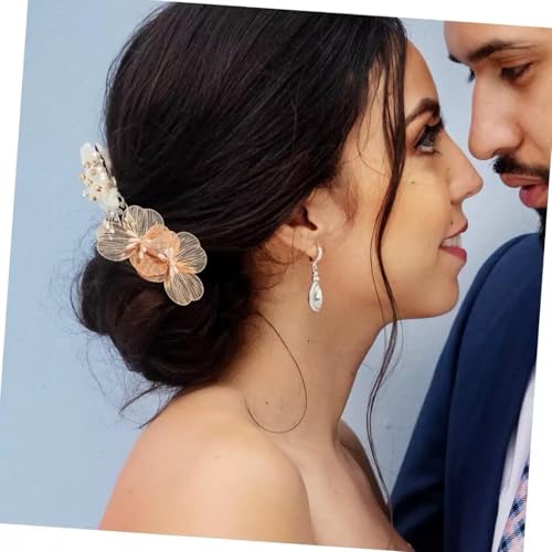 Ypkia 2 Stück Blume Braut Steckkamm Silber Metall Seitenkämme Spaltzahn Haarkamm Hochzeit Haarschmuck FüR Frauen Mädchen (gold)