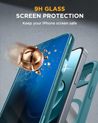 Image of miracase for iPhone 17e & 16e Case with Built-in Private Screen Protector, [Magnetic with MagSafe] Full-Body Phone Cover Military Drop Proof 17 E / 16 E Bumper 6.1 inch, Green