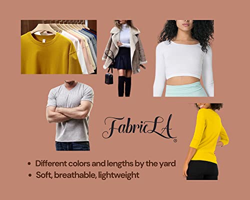 Fabricla Cotton Spandex Jersey Knit Fabric By The Yard 12Oz - 58/60" Inches (150 Cm) Wide - Ultra Soft Cotton Spandex Blend - Use Our 4 Way Stretch Knit Fabric For Clothing - White, 2 Continuous Yards #TOP6