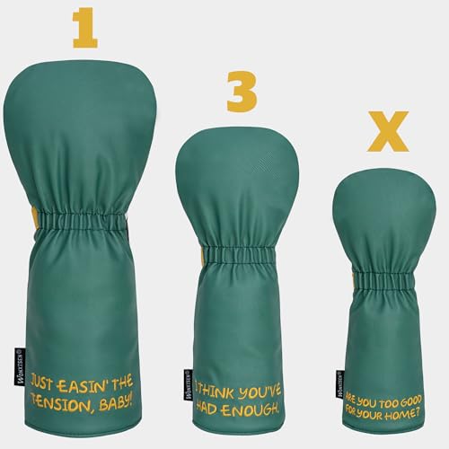 WONXISEN Golf Club Headcover for Drivers Funny Style Premium Leather Golf Headcovers Set with Embroidery Tags (1)