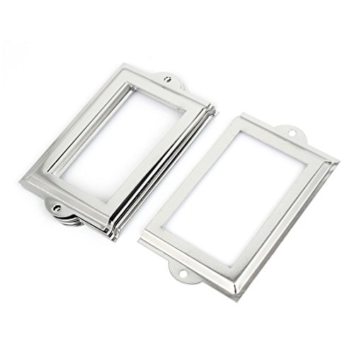 Support tiroir de fichiers porte-étiquette métal argenté 105x60mm 8pcs