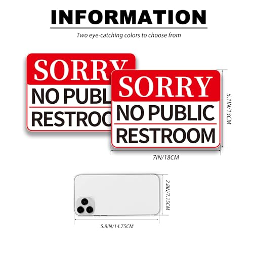 Image of 2 PCS No Public Restroom Signs for Business, Self Adhesive Vinyl No Public Restroom Sticker Waterproof and UV Resistant Sorry No Public Bathroom Signs for Door or Window