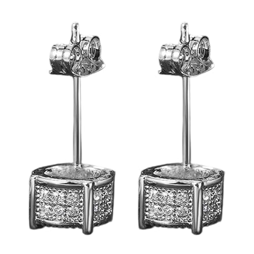 Glittering Earrings Ear Jewelry Round Shape Studs Earring Sparkling Ears Pin Copper Texture Present for Fashion Lover Elegant Ea