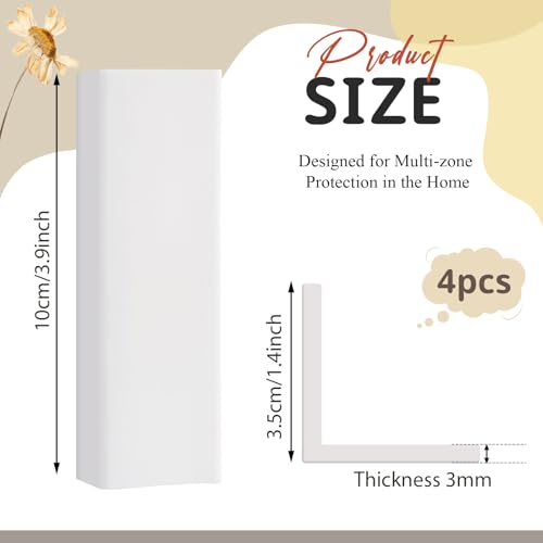 Pangda Baseboard Corners Blocks Self Adhesive Rubber Safety Corner Protectors Proofing Edge Guard Corner Cushion for Wall Furniture Edge(White,4 Pcs) - Image 3