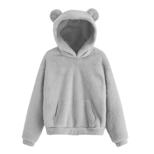 Girls Fuzzy Hoodie Warm Fleece Cute Pullover Sweatshirts with Ear Hood Fashion Fall Winter Hooded Sweatshirt 4-15T