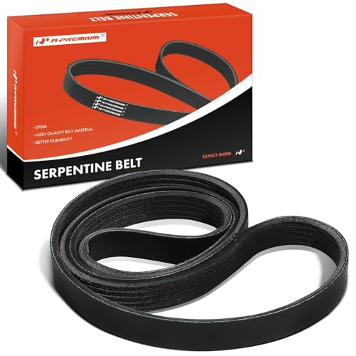 A-Premium Serpentine Belt 50.07 In For Buick, Dodge, Fiat, Peugeot, Pontiac & Porsche Cars - Skyhawk 1984-1986, Dart, 405, J2000 Sunbird, Sunbird, Carrera GT, 124 Spider, 500, 500L by A-Premium - Used condition - US$13.14
