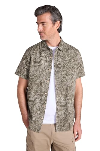 Mountain Warehouse Kurzarm-Hemd Für Herren mit tropischem Print - Aus 100% Baumwolle, atmungsaktives Frühling Sommerhemd, maschinenwaschbares freizeithemd Dunkel Grün 2X-Large