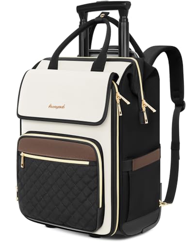 Rolling Laptop Backpack for Women, 2-in-1, Water-Resistant