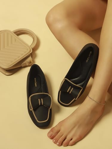 Image of Marc Loire Solid Casual Loafers for Women| Stylish Fashion Slip-On Flat Loafers Shoe with TPR Sole| Party & Office Footwear