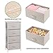 mDesign Tall Dresser Storage Tower Stand with 4 Removable Fabric Drawers - Steel Frame, Wood Top Organizer for Bedroom, Entryway, Closet - Lido Collection - Linen/Tan
