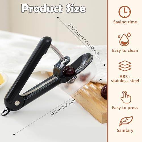 Cherry Pitter Tool, Stainless Steel Cherry Pitter with Built-in Pit Catcher - Food Grade ABS & Steel Core Remover, Ergonomic Grip, Safety Lock, Dishwasher Safe by ZestKiidek - Image 2