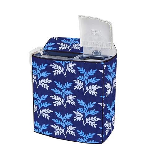 Image of Covernest Semi Automatic Washing Machine Cover, Dustproof, Compatible with 7-8 Kg Washing Machines (WMC-BLUE LEAF SEMI)