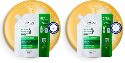 Vichy, DERCOS, Shampooing Anti-Pelliculaire DS, Pellicules & Démangeaisons, Cheveux Normaux à Gras, Éco-recharge, 390ml (Lot de 2)