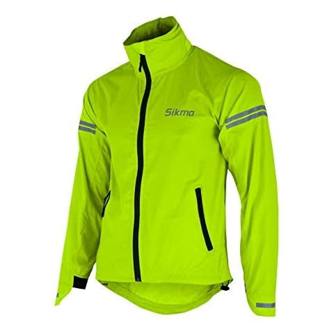 MENS CYCLING WATERPROOF JACKETS RUNNING TOPS HOODED JACKET WINDPROOF OUTDOOR CASUAL JACKET (YELLOW, m) Cover