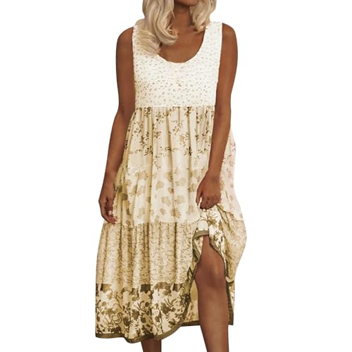 GOKKILRW Womens Casual Dresses 2025 Summer Tank Dress Travel Beachwear Boho Floral Print Loose Flowy Sleeveless Maxi Sundress - Main Image