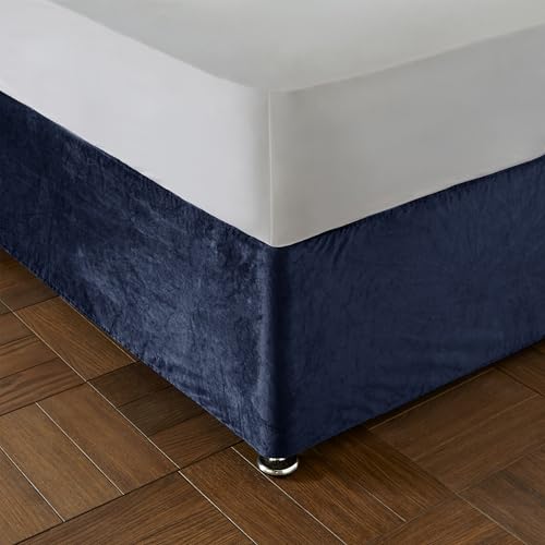 Catherine Lansfield Kingsley Matt Velvet Double Elasticated Divan Base Wrap Navy Blue
