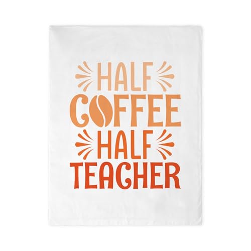 CafePress Half Coffee Half Teacher Twin Duvet Cover, Printed Comforter Cover, Unique Bedding,