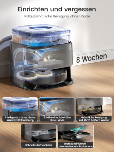 Lefant M3 Saugroboter mit Wischfunktion 12000Pa 45°C Heißwasser-Moppwäsche – Ansicht 3