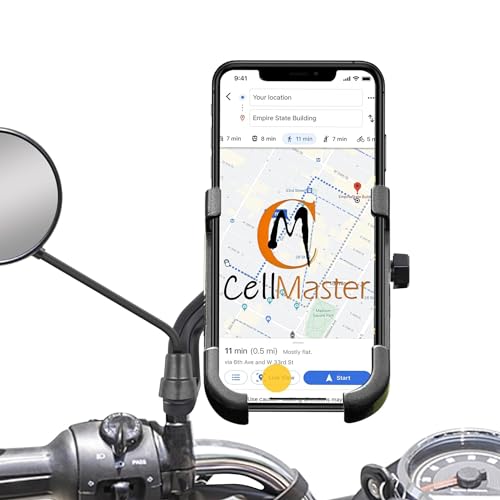 CELLMASTER Mobile Phone Stand Holder for Scooty, Bikes and Compatible for Bike, Scooter Mirror Mount