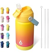 BJPKPK Insulated Water Bottle with Straw Lid, 12oz Thermos Water Bottles with Soft Nozzle, Flex H...